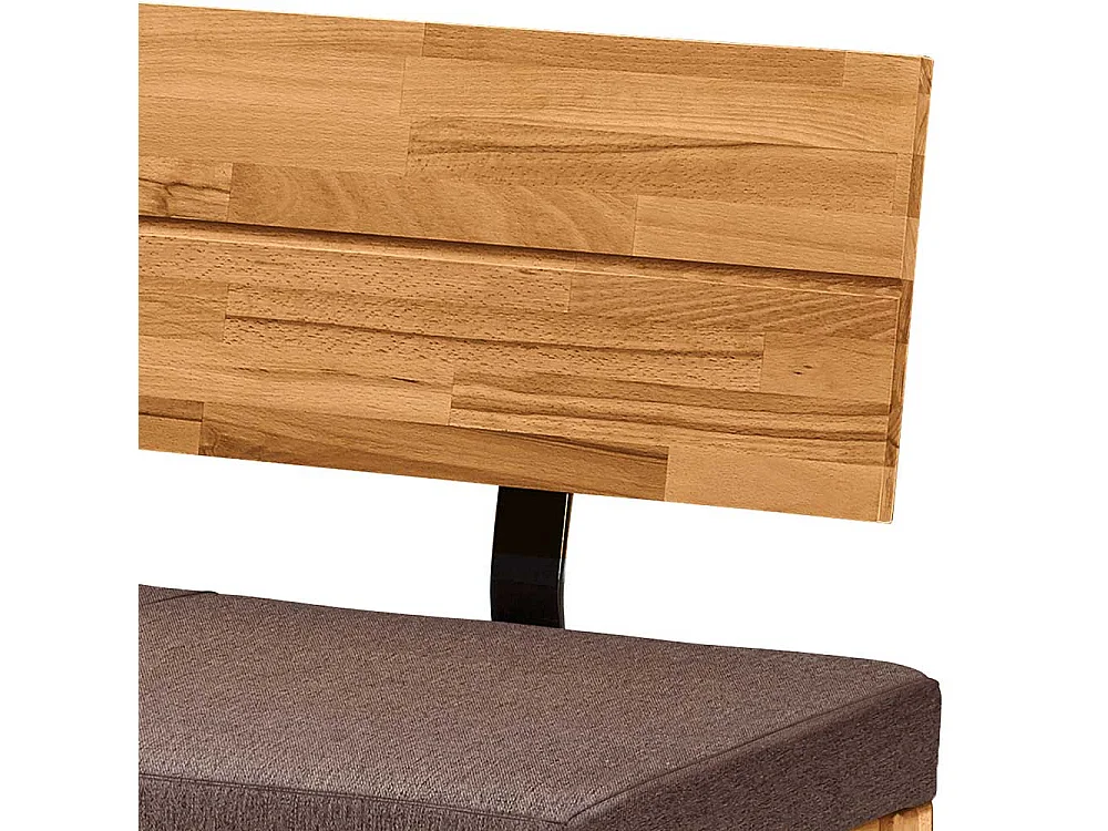 Sitzbank Esszimmer aus Wildeiche Massivholz Webstoffbezug Braun