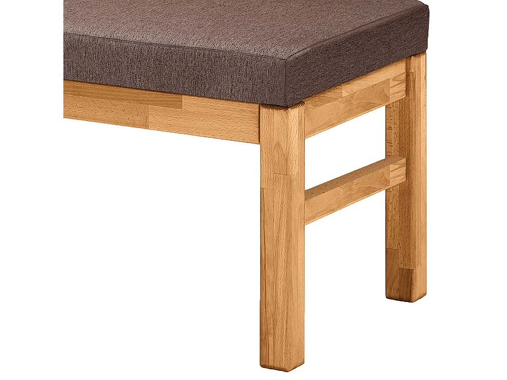 Sitzbank Esszimmer aus Wildeiche Massivholz Webstoffbezug Braun