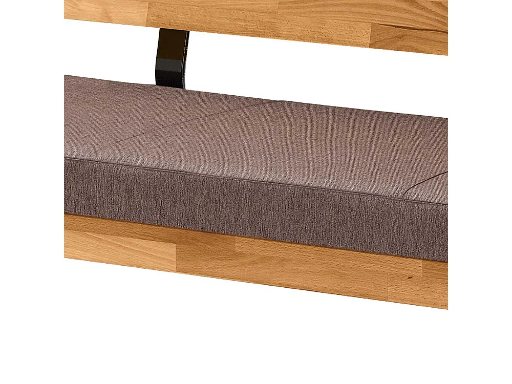 Sitzbank Esszimmer aus Wildeiche Massivholz Webstoffbezug Braun