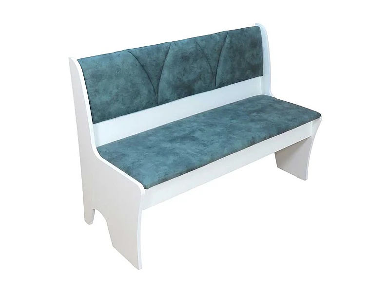 Truhen Polsterbank in Weiß und Blau 120 cm breit