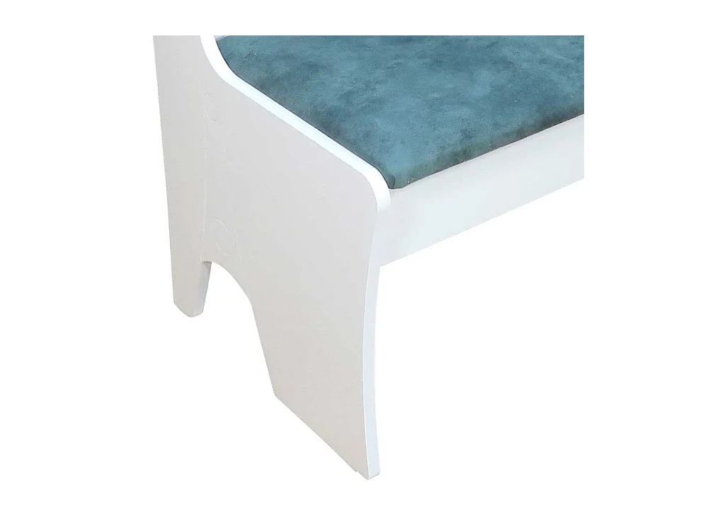 Truhen Polsterbank in Weiß und Blau 120 cm breit