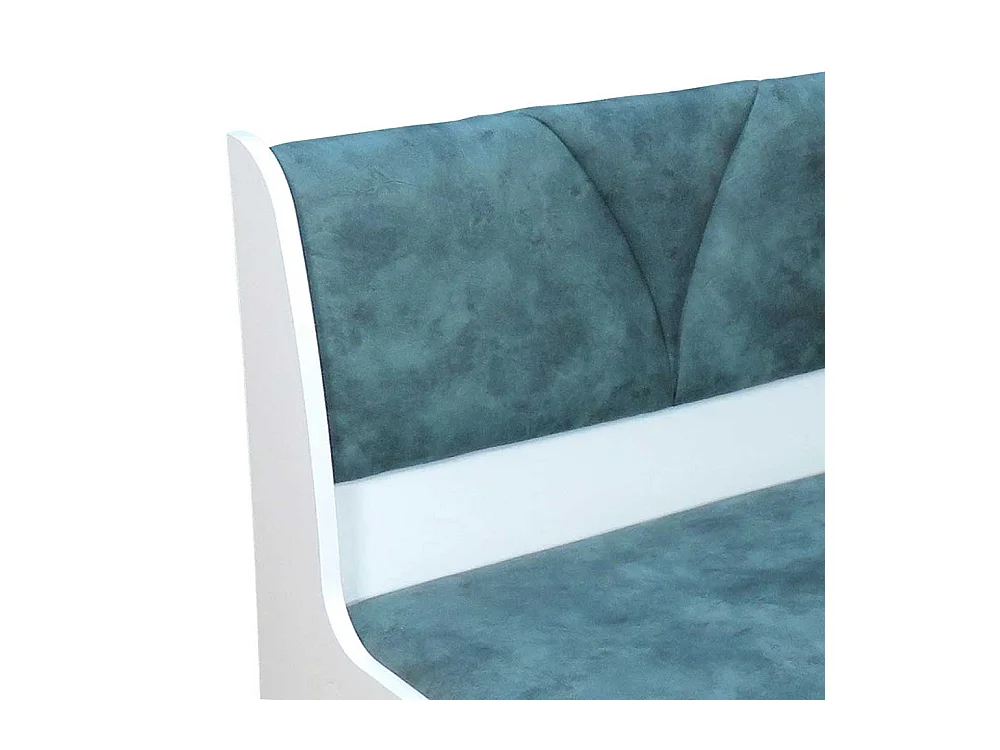 Truhen Polsterbank in Weiß und Blau 120 cm breit