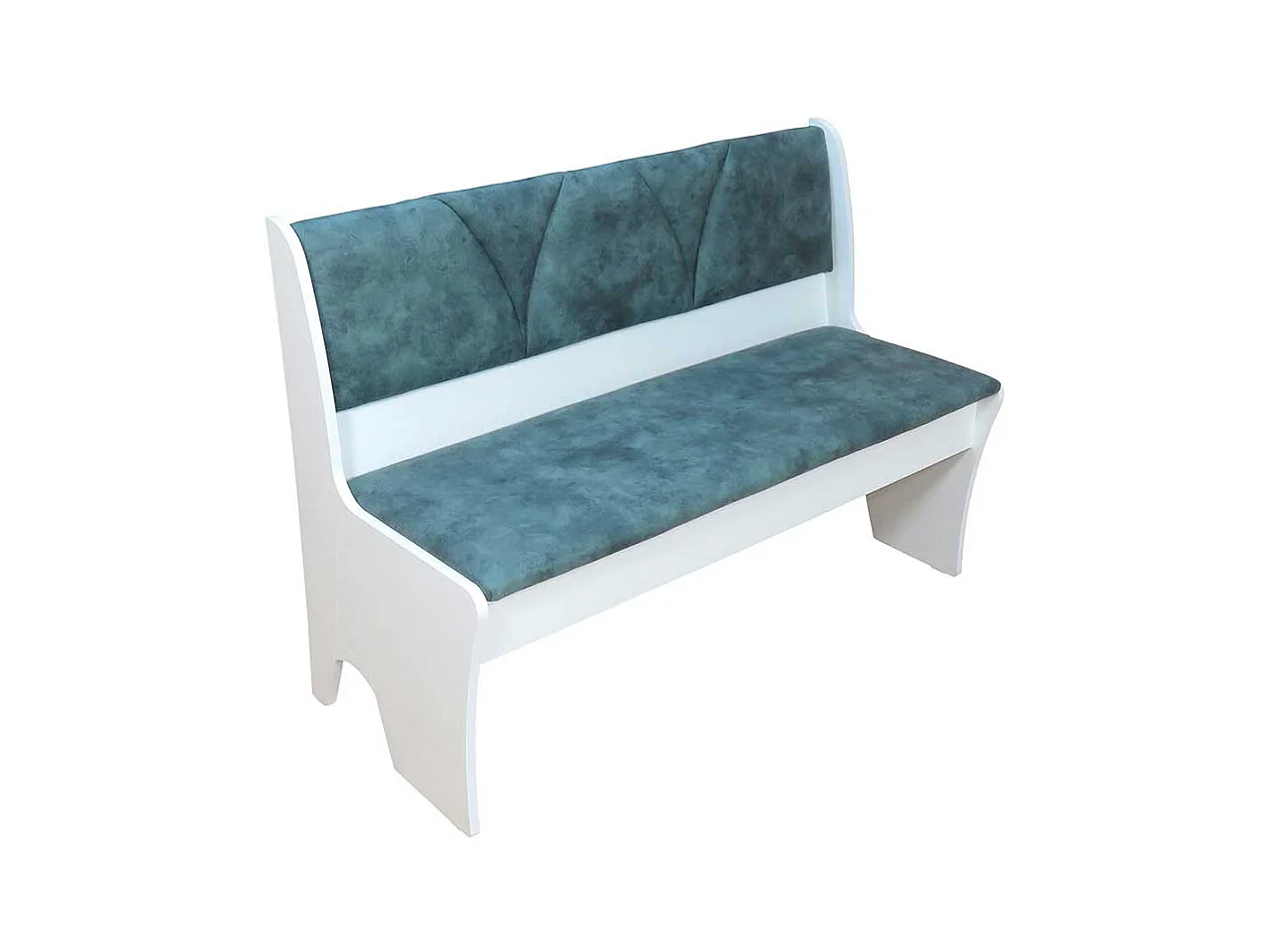 Truhen Polsterbank in Weiß und Blau 120 cm breit