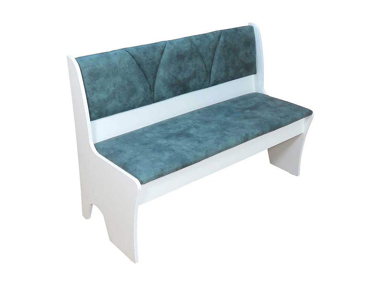 Truhen Polsterbank in Weiß und Blau 120 cm breit