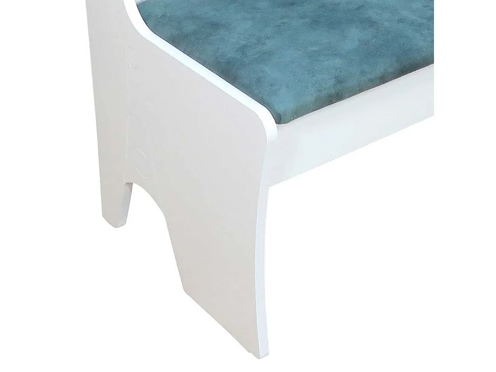 Truhen Polsterbank in Weiß und Blau 120 cm breit