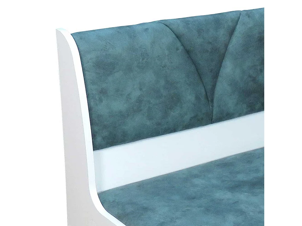 Truhen Polsterbank in Weiß und Blau 120 cm breit