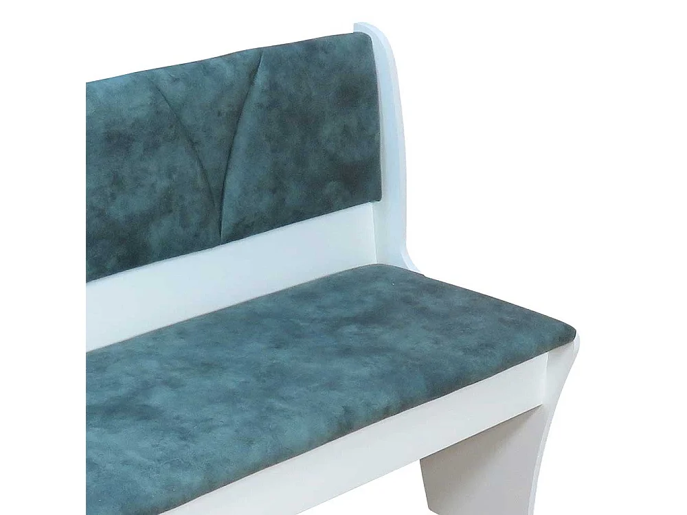 Truhen Polsterbank in Weiß und Blau 120 cm breit