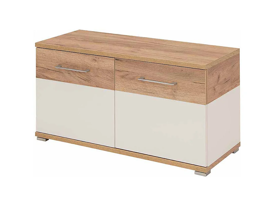 Dielenbank in Weiß Eiche mit Türen