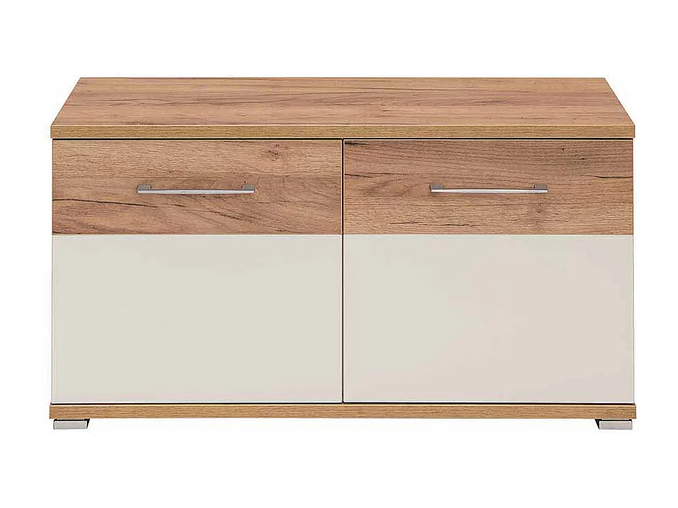 Dielenbank in Weiß Eiche mit Türen