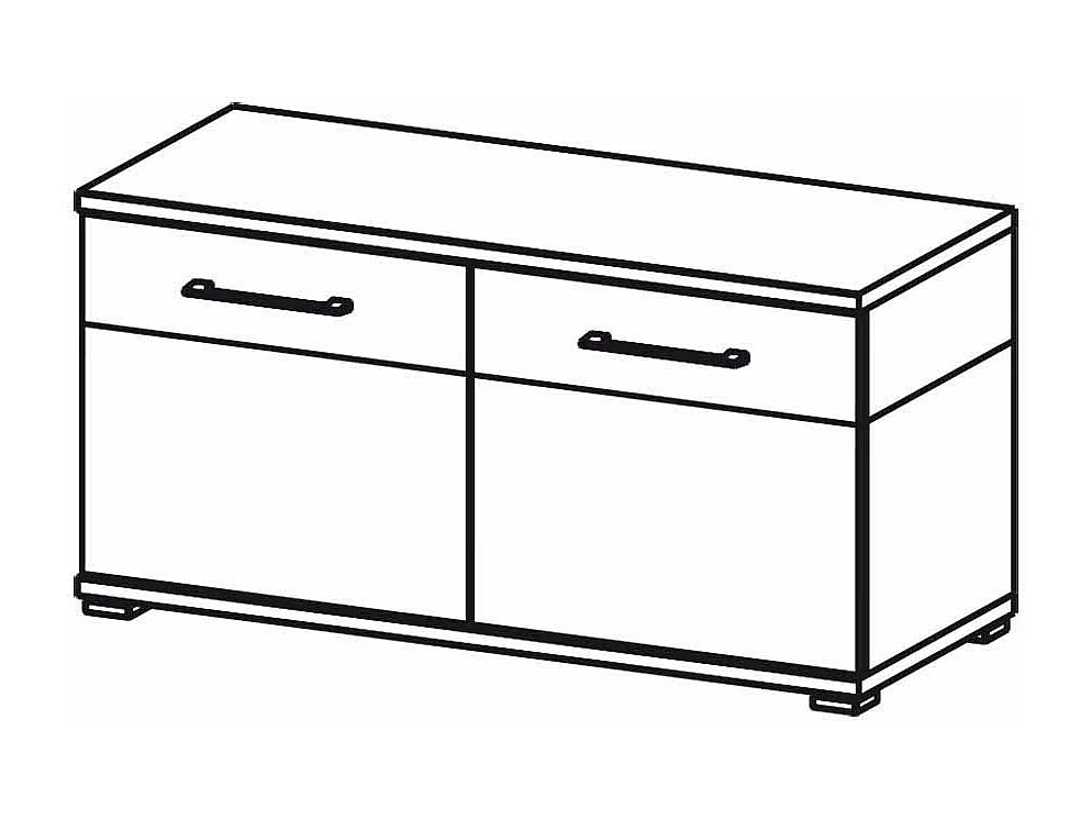 Dielenbank in Weiß Eiche mit Türen