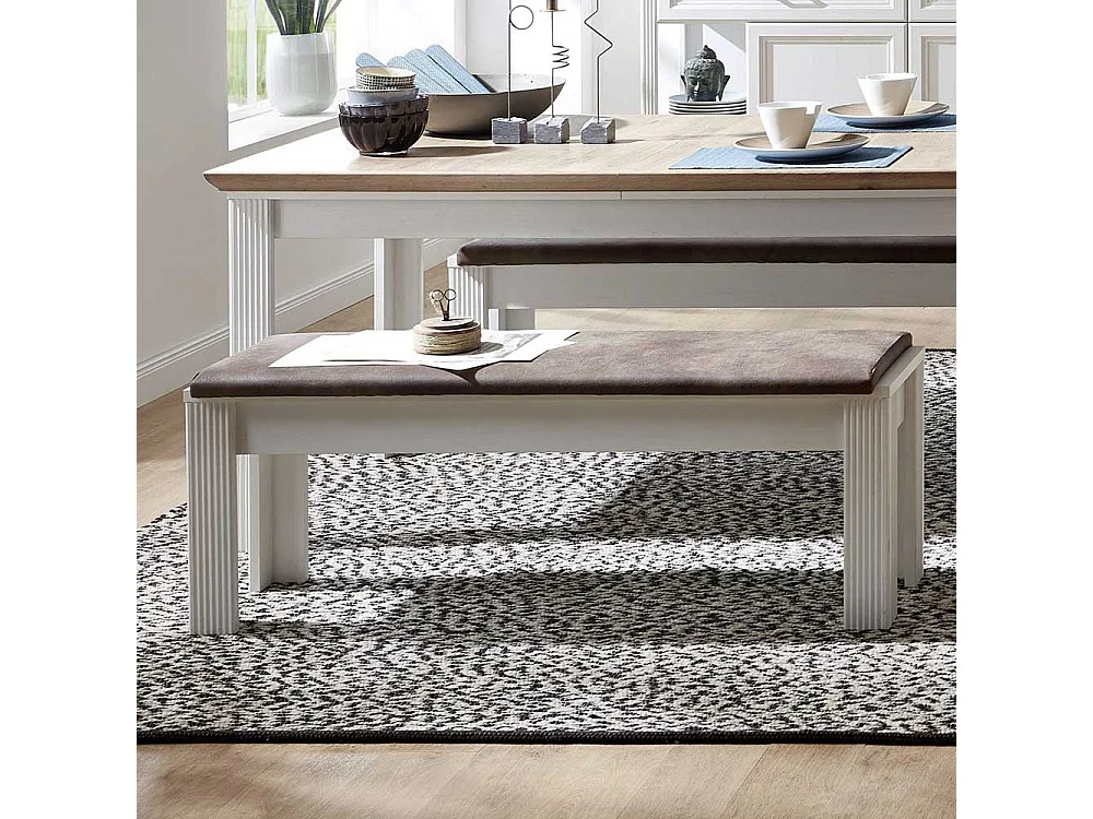 Küchenbank in Weiß Polsterauflage