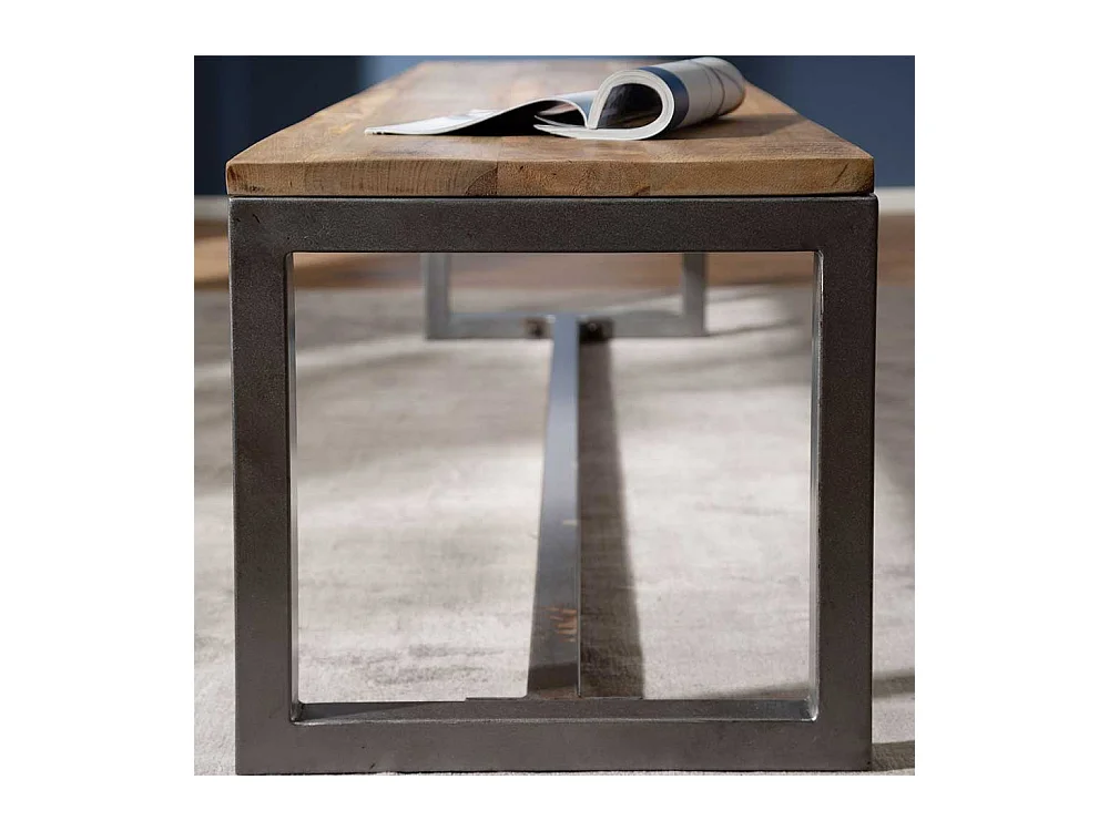 Esszimmersitzbank aus Mangobaum Massivholz und Eisen Lehne