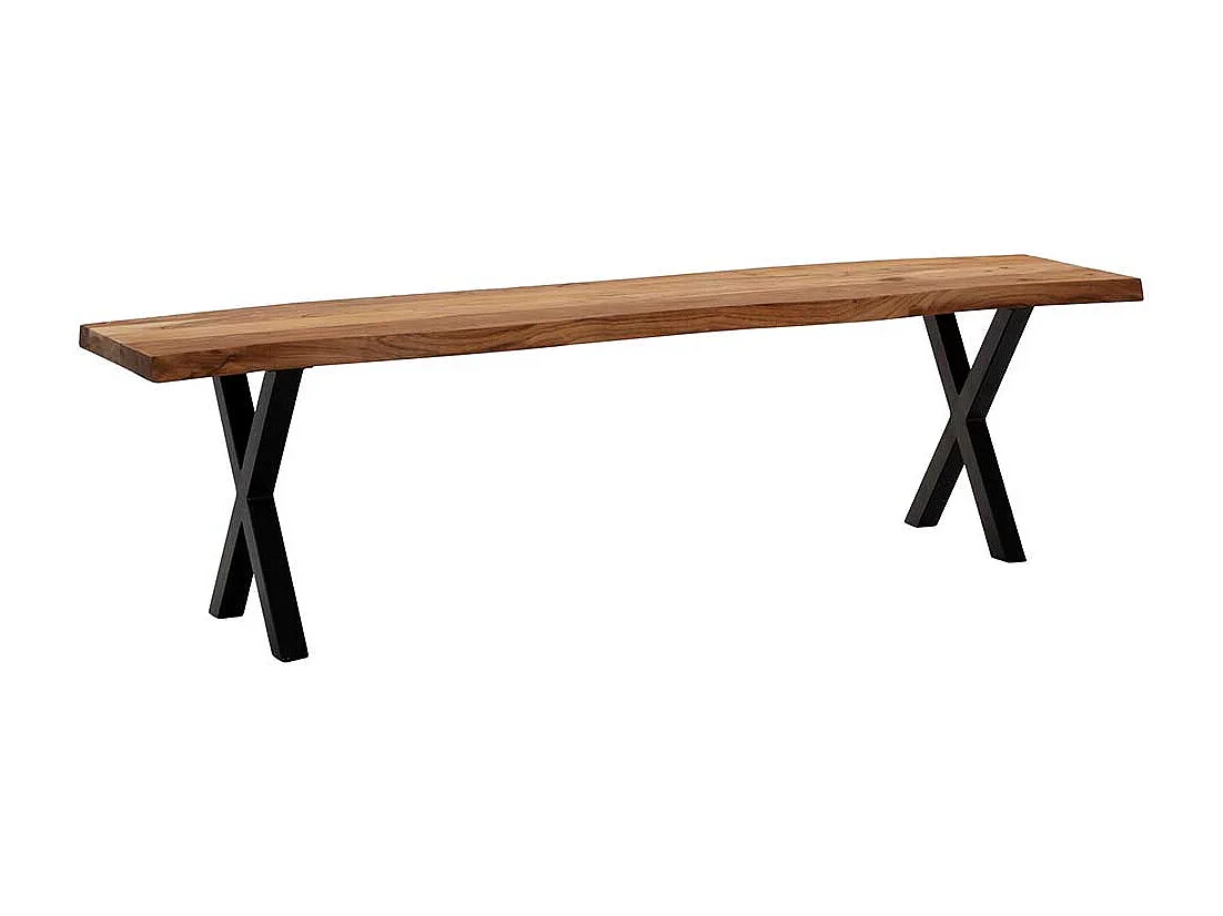 Holzbank Bank mit X Fußgestell aus Metall 46 cm Sitzhöhe