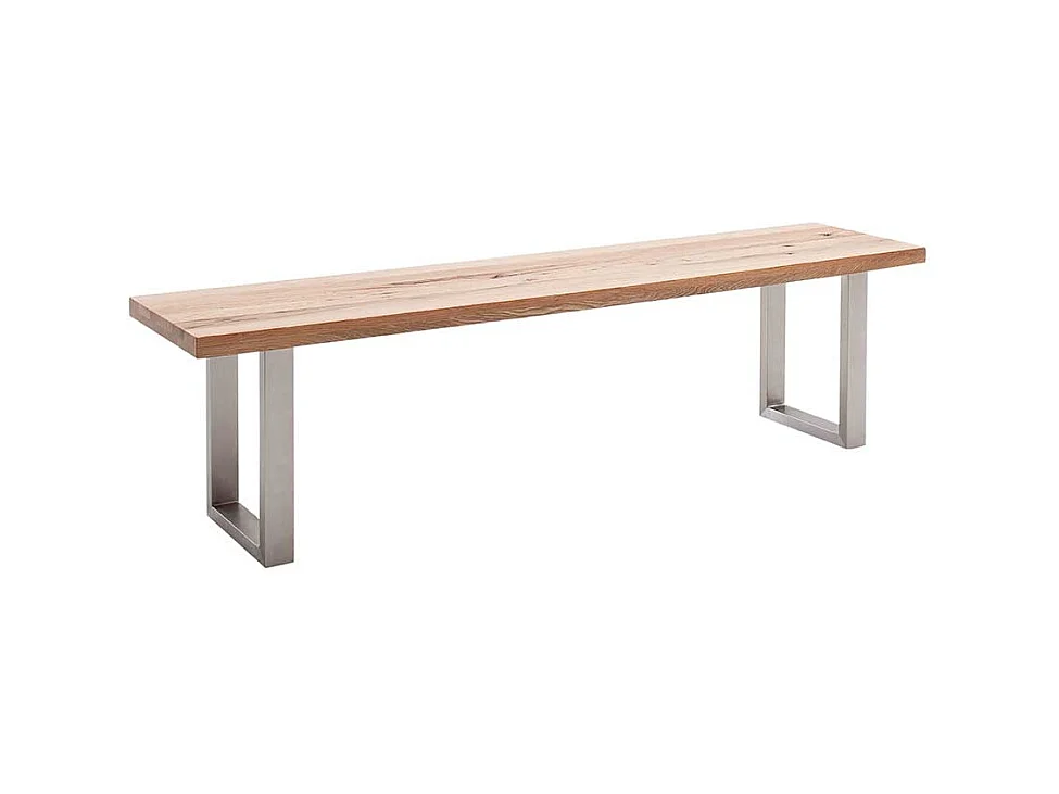 Essbank aus Zerreiche Massivholz Edelstahlgestell