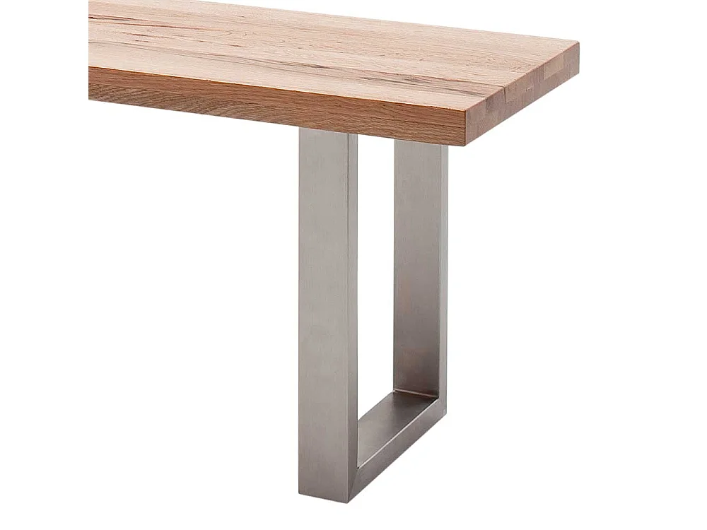Essbank aus Zerreiche Massivholz Edelstahlgestell