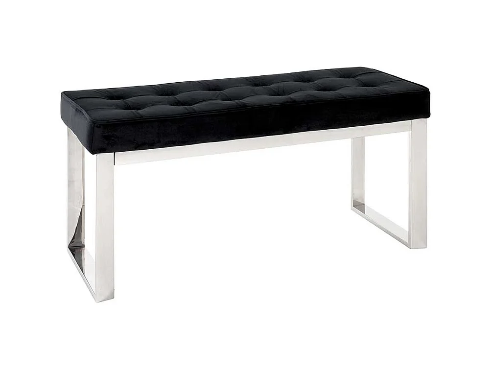 Samt Sitzbank in Schwarz Bügelgestell aus Edelstahl