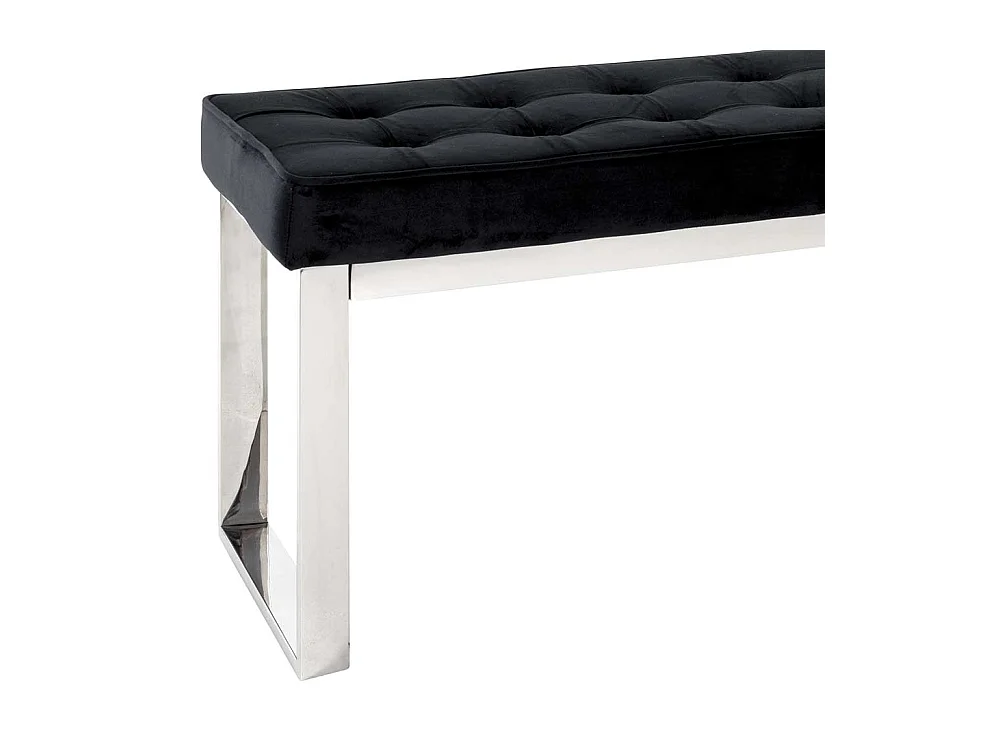 Samt Sitzbank in Schwarz Bügelgestell aus Edelstahl