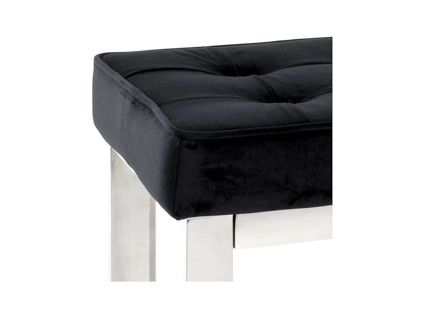 Samt Sitzbank in Schwarz Bügelgestell aus Edelstahl