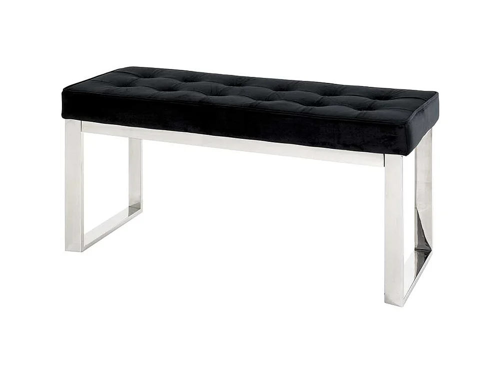 Samt Sitzbank in Schwarz Bügelgestell aus Edelstahl