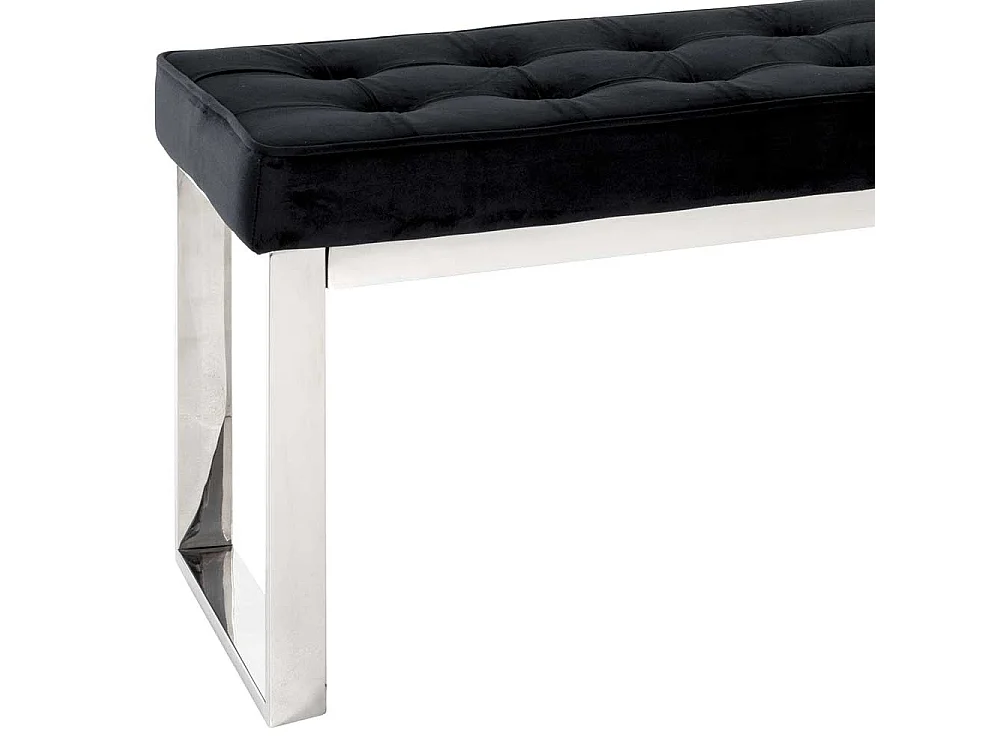 Samt Sitzbank in Schwarz Bügelgestell aus Edelstahl