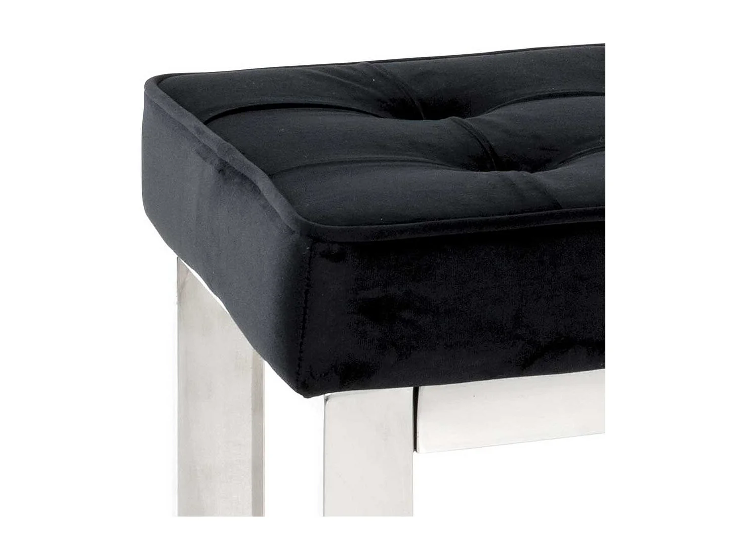 Samt Sitzbank in Schwarz Bügelgestell aus Edelstahl