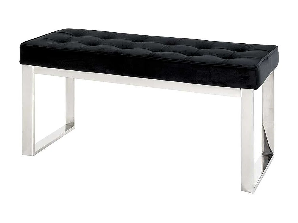 Samt Sitzbank in Schwarz Bügelgestell aus Edelstahl