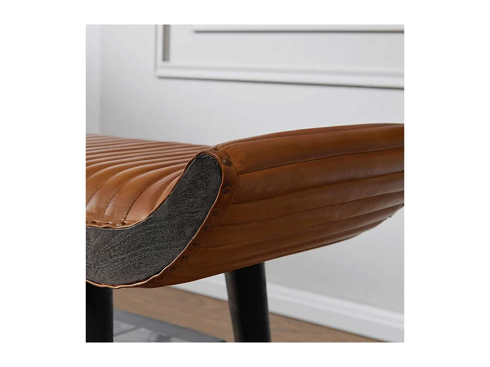 Polsterbank in Cognac Braun Leder 125 cm breit