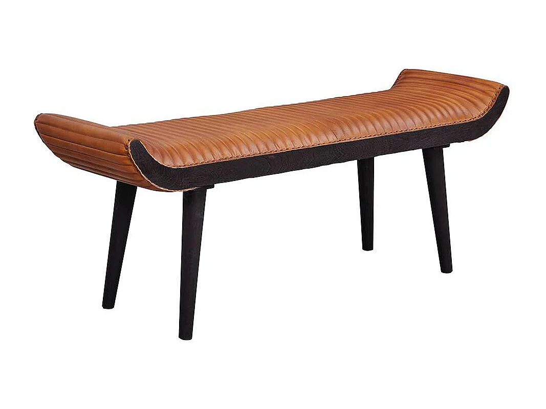 Polsterbank in Cognac Braun Leder 125 cm breit