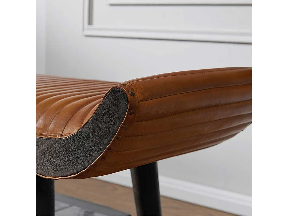 Polsterbank in Cognac Braun Leder 125 cm breit