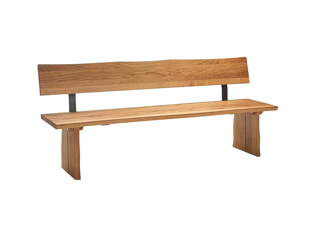 Baumkanten Bank mit Lehne Wildeiche massiv