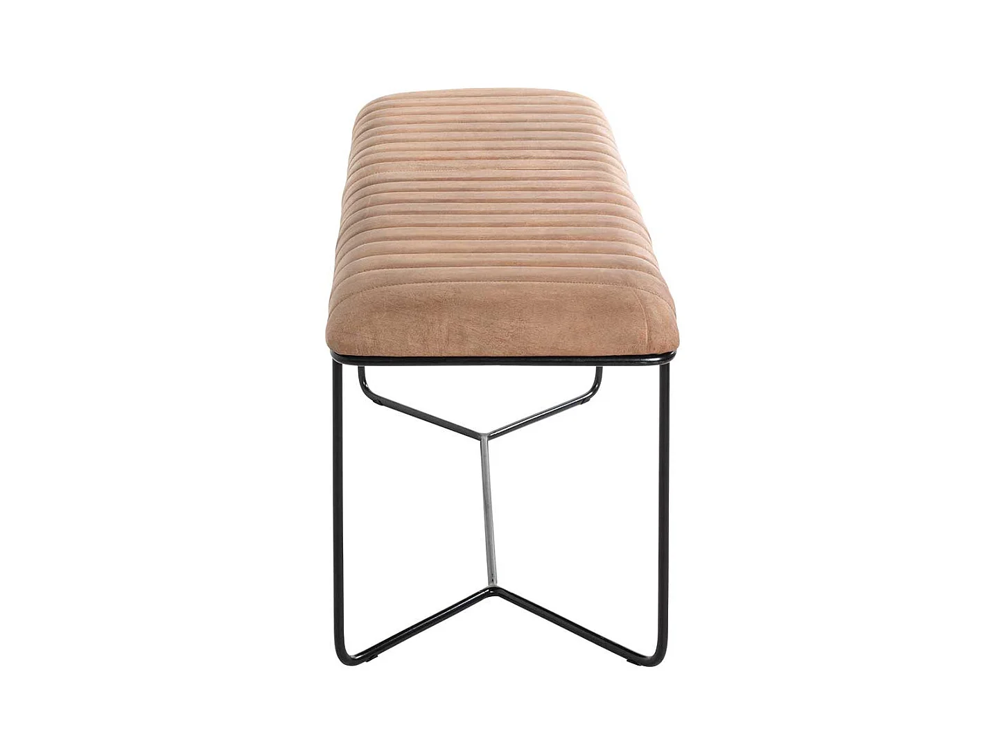 Ledersitzbank im Industry und Loft Stil Bügelgestell aus Metall