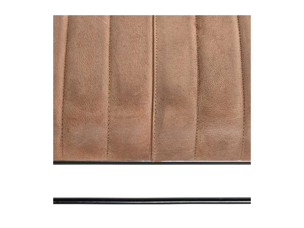 Ledersitzbank im Industry und Loft Stil Bügelgestell aus Metall