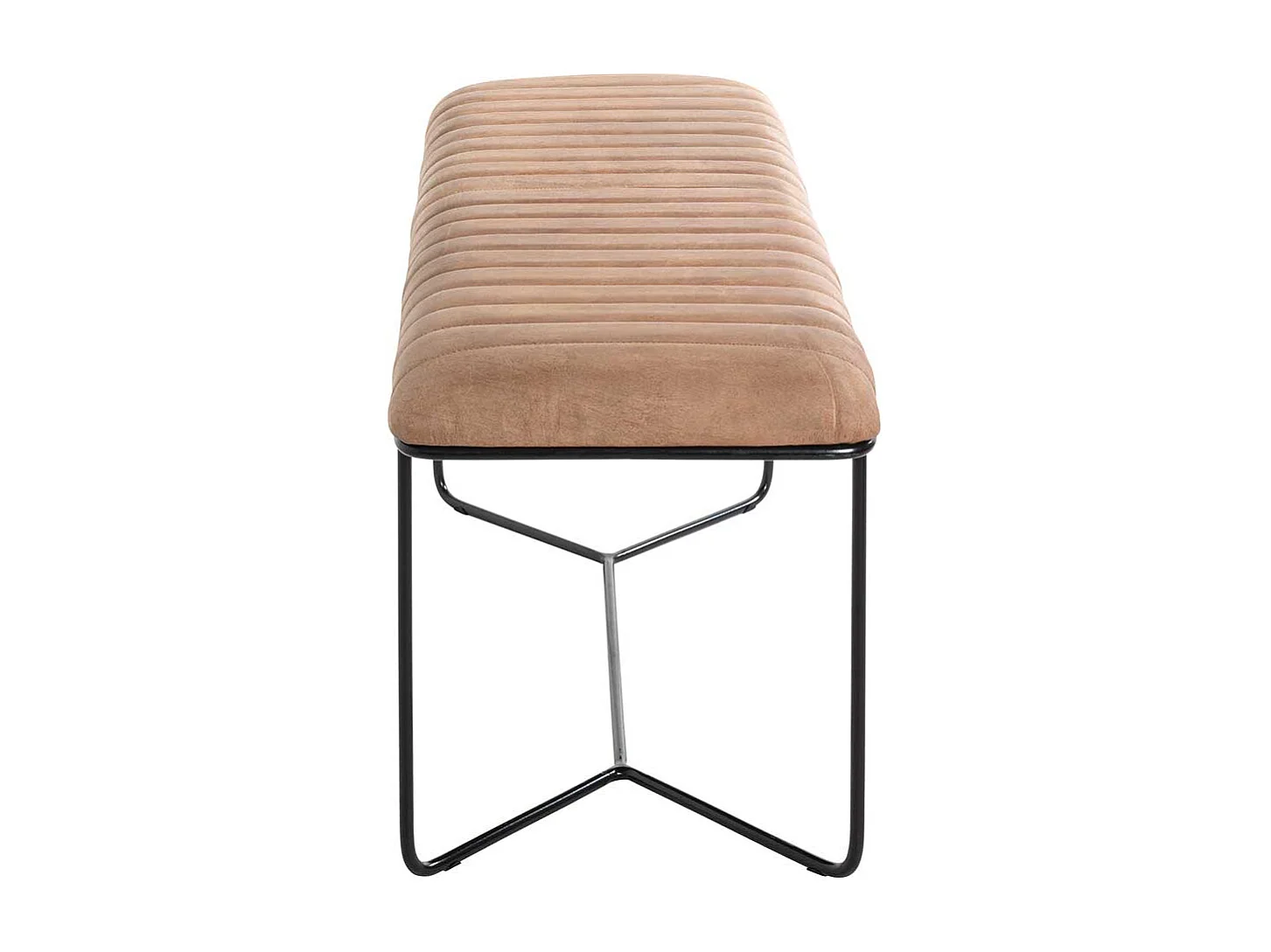 Ledersitzbank im Industry und Loft Stil Bügelgestell aus Metall