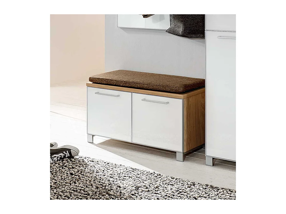 Flurbank mit Weißglas Eiche Bianco