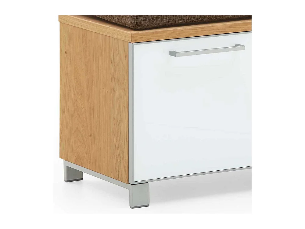 Flurbank mit Weißglas Eiche Bianco