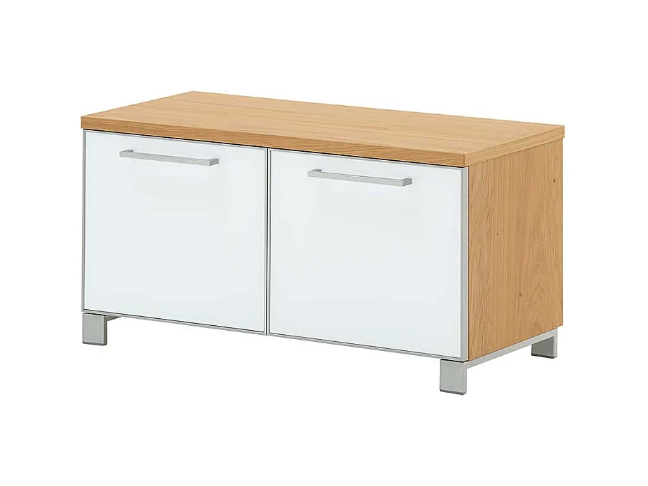 Flurbank mit Weißglas Eiche Bianco