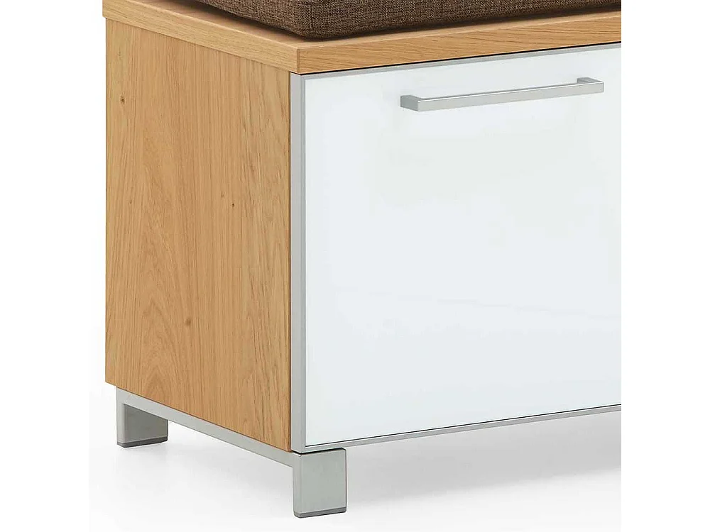 Flurbank mit Weißglas Eiche Bianco