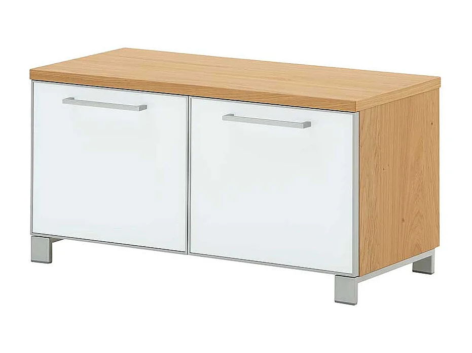 Flurbank mit Weißglas Eiche Bianco