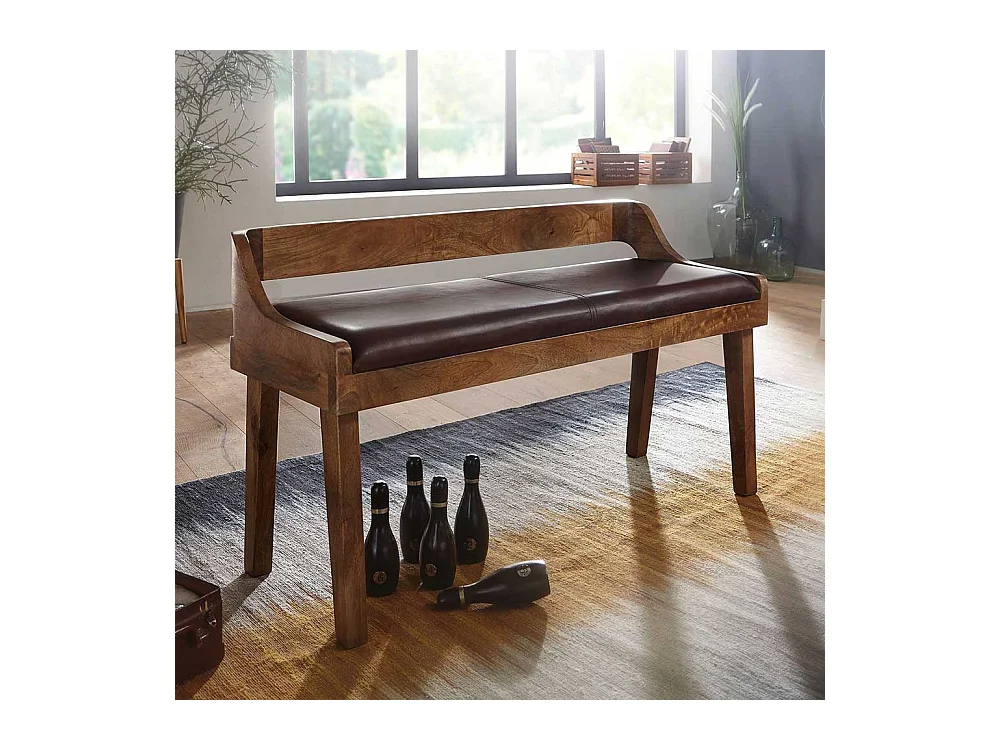 Esstischbank im rustikalen Landhausstil Dunkelbraun Echtleder