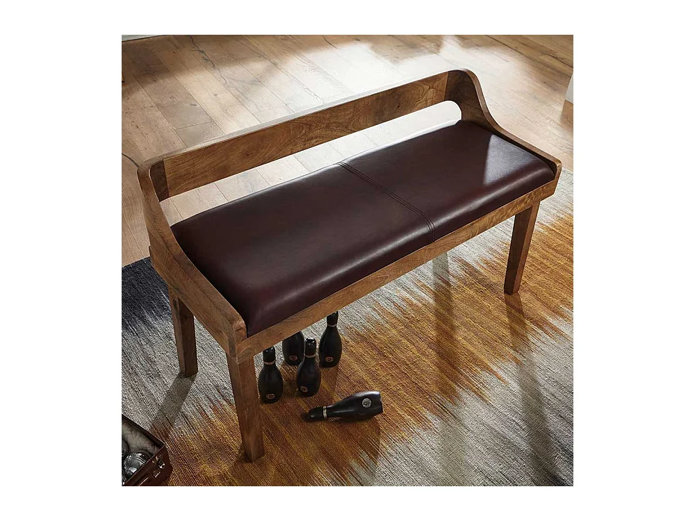 Esstischbank im rustikalen Landhausstil Dunkelbraun Echtleder