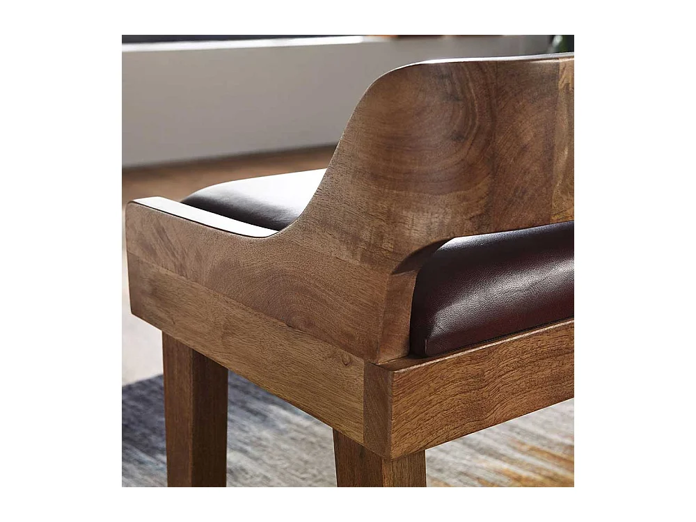 Esstischbank im rustikalen Landhausstil Dunkelbraun Echtleder