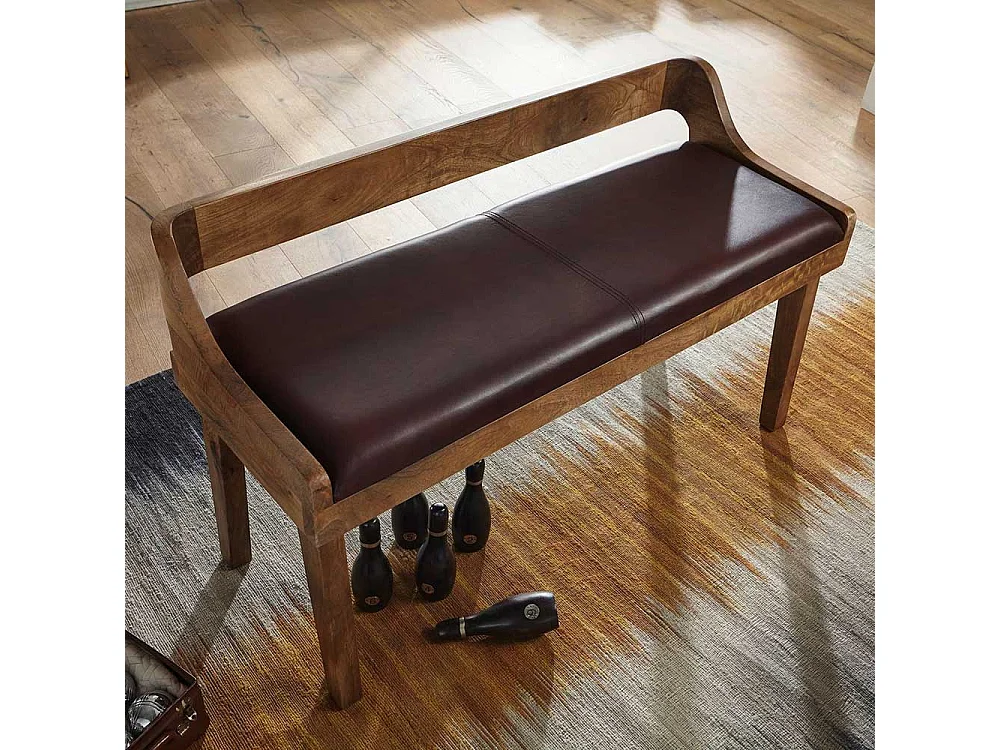Esstischbank im rustikalen Landhausstil Dunkelbraun Echtleder