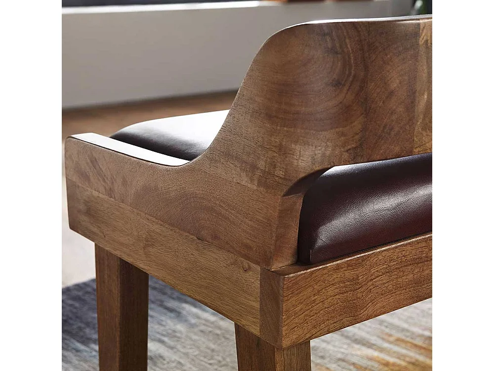 Esstischbank im rustikalen Landhausstil Dunkelbraun Echtleder