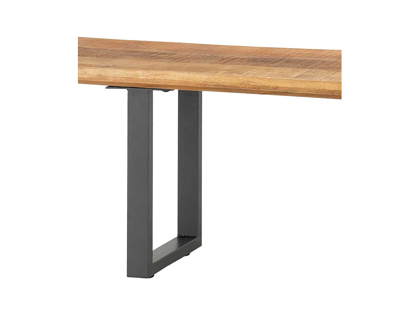 Massivholzbank aus Mangobaum Recyclingholz Bügelgestell aus Metall