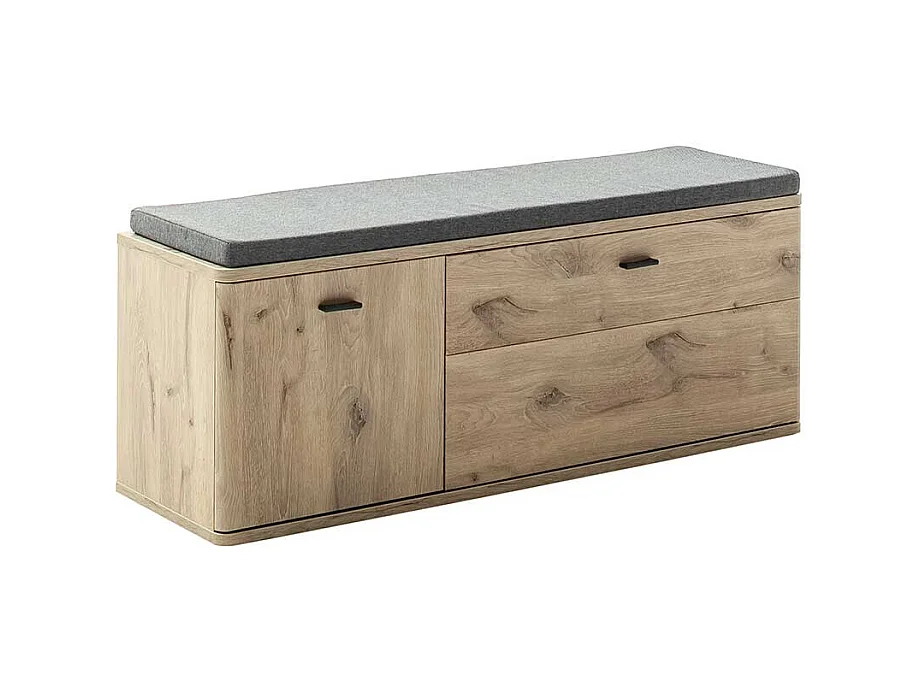 Garderobenbank Flur mit Klappe in Wildeichefarben 130 cm breit