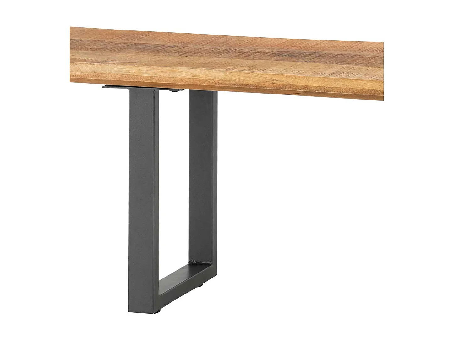 Massivholzbank aus Mangobaum Recyclingholz Bügelgestell aus Metall