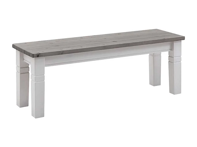 Massivholzbank in Weiß Grau Landhaus