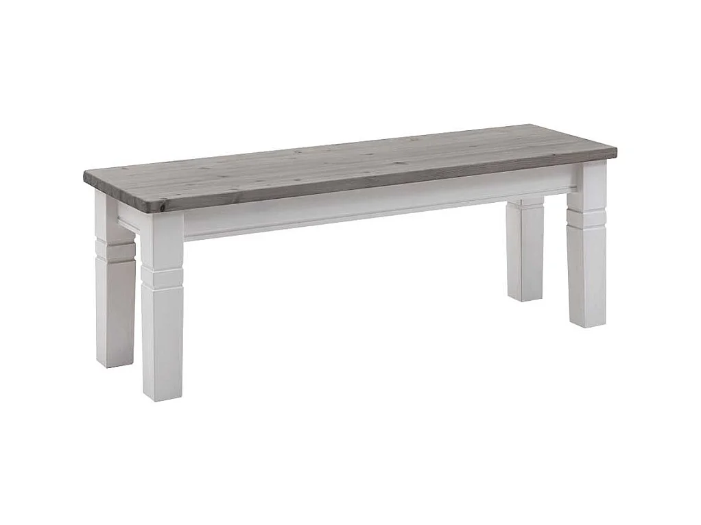 Massivholzbank in Weiß Grau Landhaus