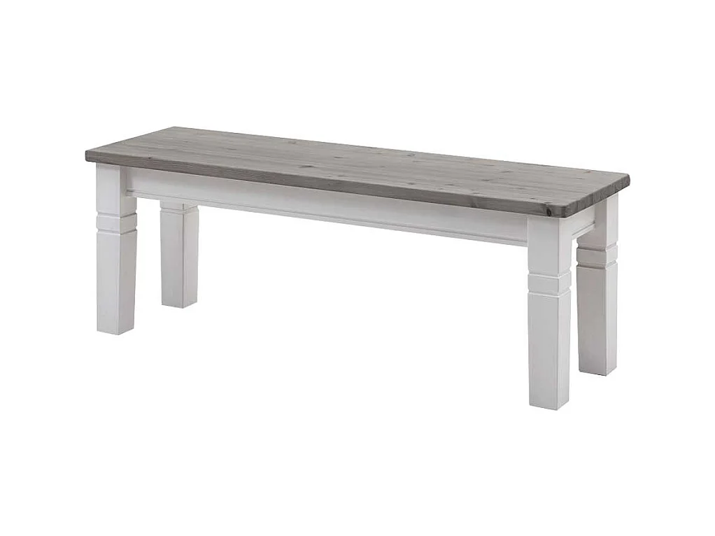 Massivholzbank in Weiß Grau Landhaus