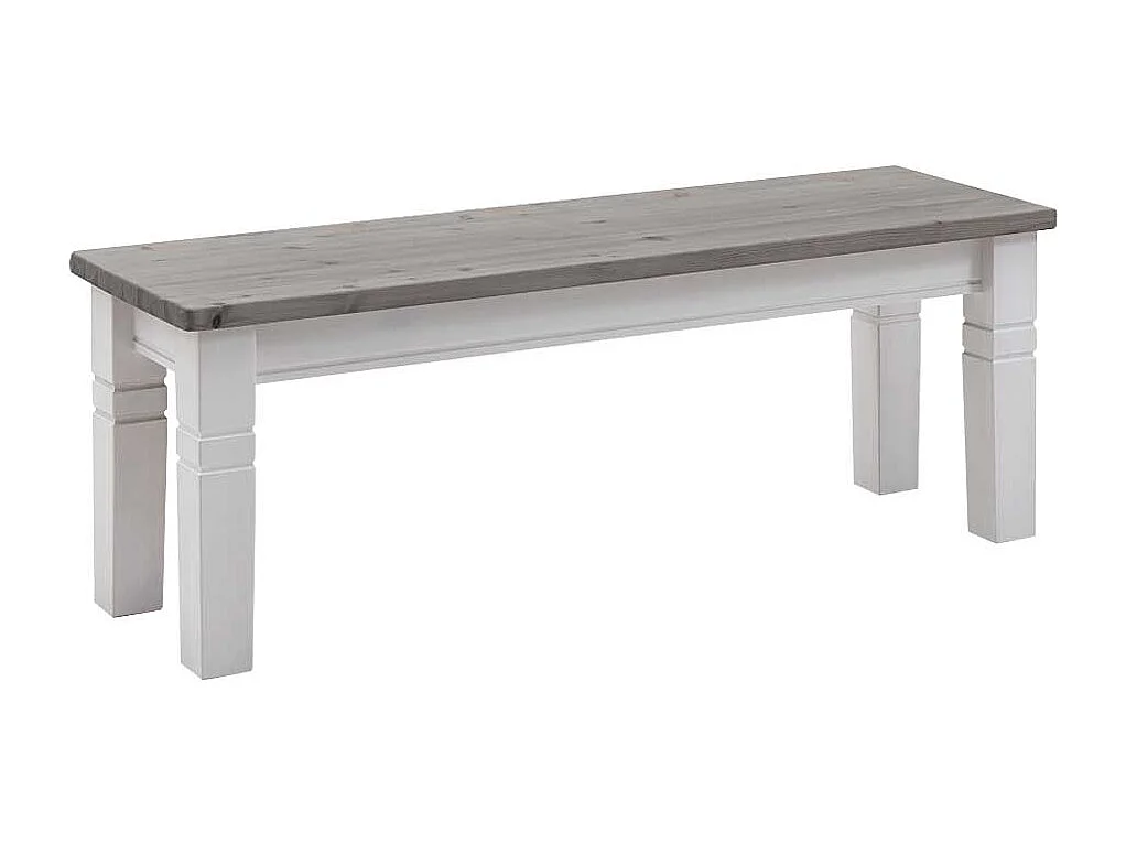 Massivholzbank in Weiß Grau Landhaus